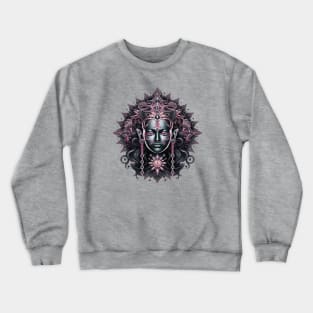 Goddess Vasudhara, Lotus Mandala Symbolizing Prosperity and Wealth Crewneck Sweatshirt